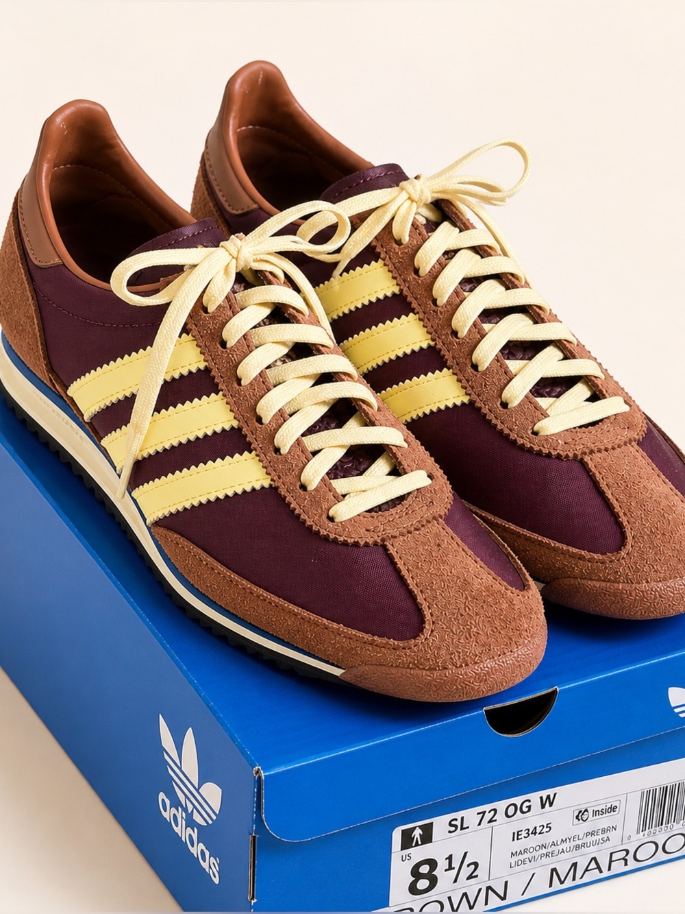 Adidas SL 72 OG Sneakers Women’s 8.5 | Maroon Brown Yellow | Retro Runner